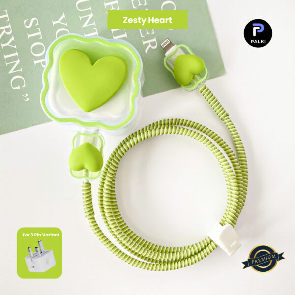3 Pin Premium - iPhone 20W Charger Cover 5 Piece Set - Zesty Heart
