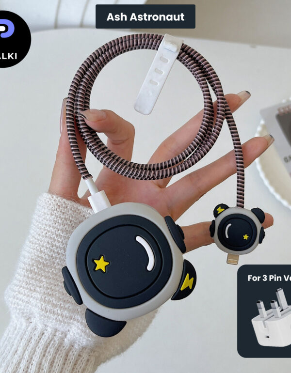 3 pin Protector - iphone 20 Watts charger and cable protector - Ash Astronaut