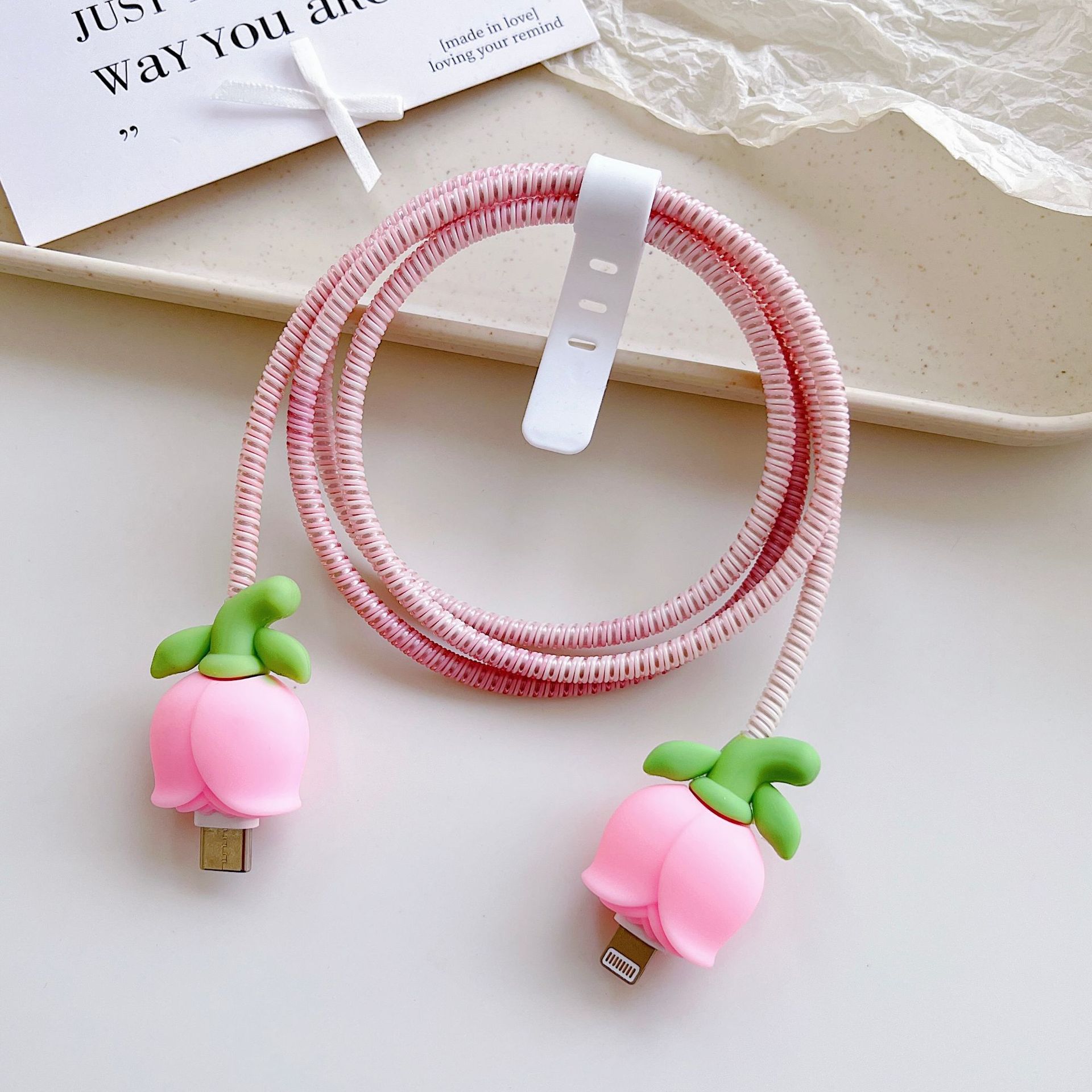 pink rose Cable Protector Set - Pink Rose - Image 1