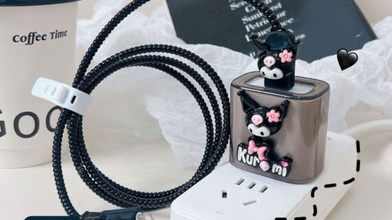 2 Pin Premium - iPhone Charger Cover 5 Piece Set - Kuromi Charm