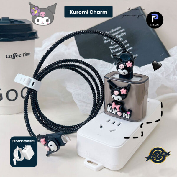 2 Pin Premium - iPhone Charger Cover 5 Piece Set - Kuromi Charm