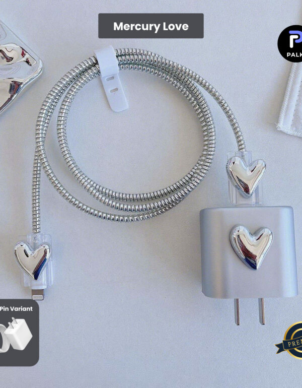 2 Pin Premium - iPhone Charger Cover 5 Piece Set - Mercury Love