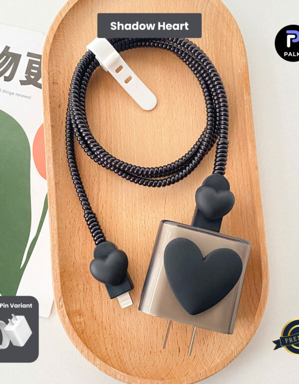 2 Pin Premium - iPhone Charger Cover 5 Piece Set - Shadow Heart
