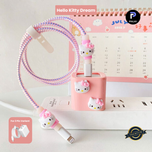 2 Pin Premium - iPhone Charger Cover 5 Piece Set - Hello Kitty Dream