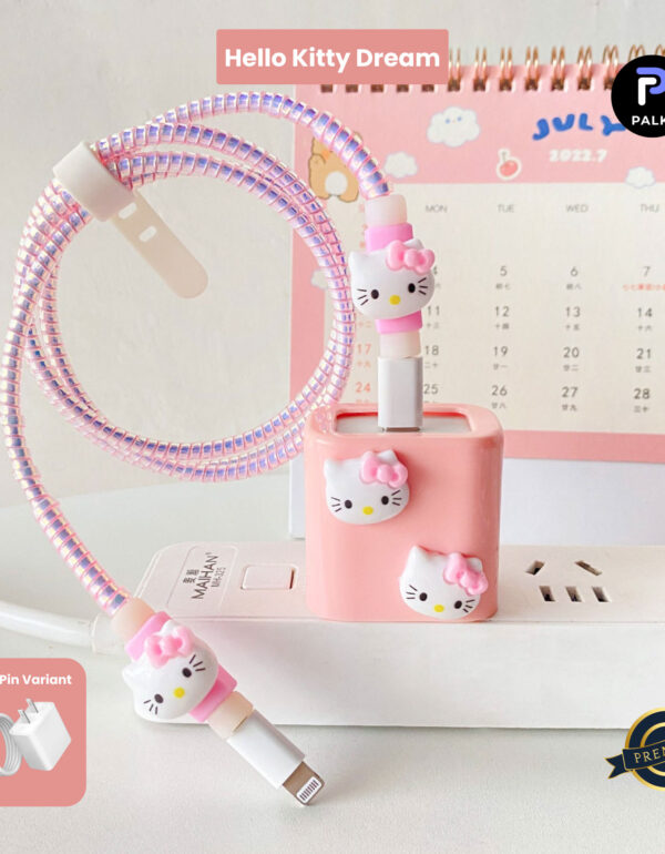 2 Pin Premium - iPhone Charger Cover 5 Piece Set - Hello Kitty Dream