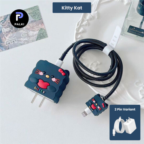 2 Pin Protector - 4 in 1 iphone charger and cable cover - Kitty Cat