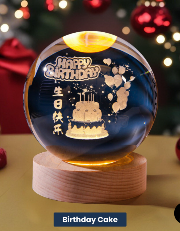 3D Crystal Ball – Birthday Cake