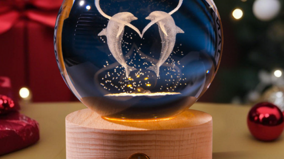 3D Crystal Ball – Dolphin Heart
