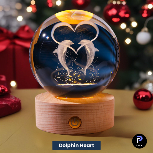 3D Crystal Ball – Dolphin Heart