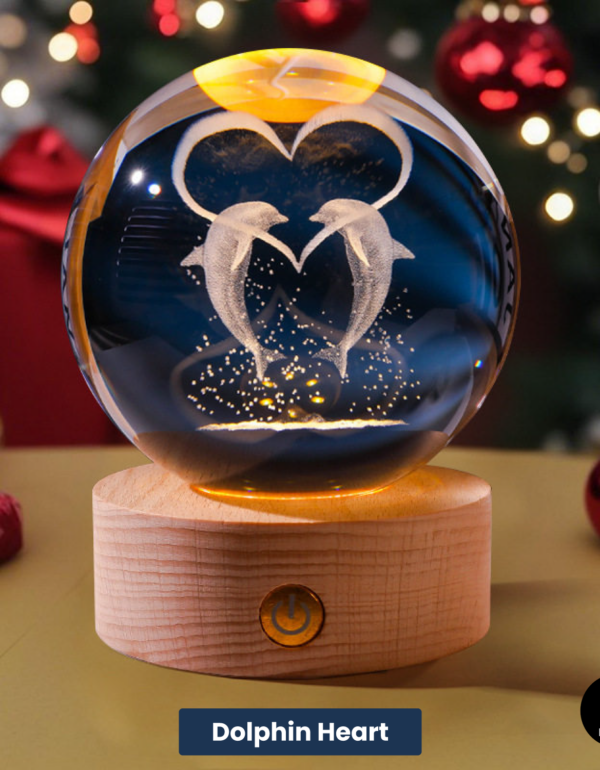 3D Crystal Ball – Dolphin Heart