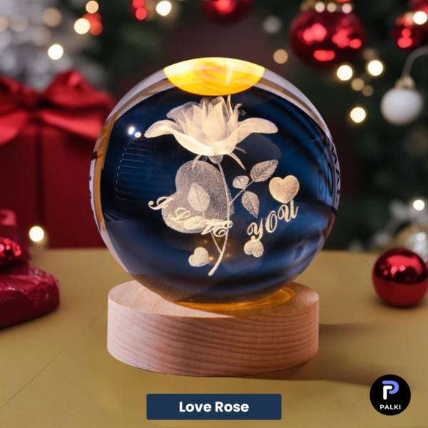 3D Crystal Ball – Love Rose
