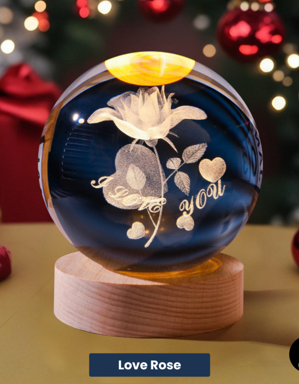 3D Crystal Ball – Love Rose