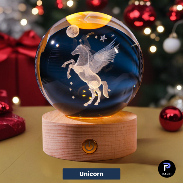 3D Crystal Ball – Unicorn