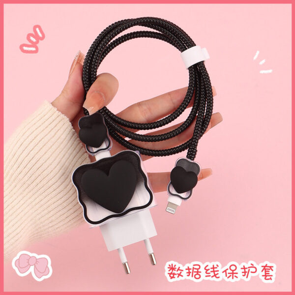EU 2 pin 18/20W iphone charger protector set - Black Heart