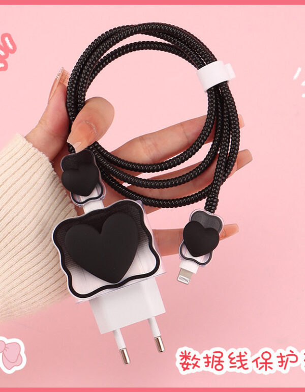 EU 2 pin 18/20W iphone charger protector set - Black Heart