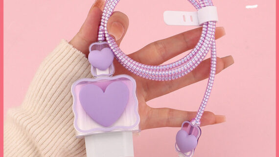 EU 2 pin 18/20W iphone charger protector set - Purple Heart