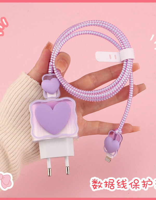 EU 2 pin 18/20W iphone charger protector set - Purple Heart