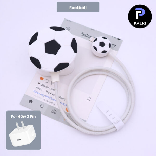 40W 2 Pin Protector - 40W iPhone charger and cable protector set - Football