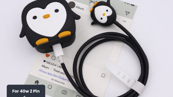 40W 2 Pin Protector - 40W iPhone charger and cable protector set - Black Penguin