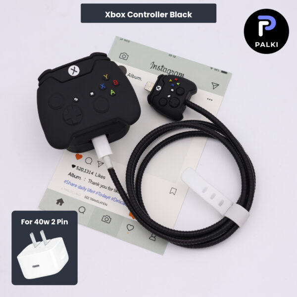 40W 2 Pin Protector - 40W iPhone charger and cable protector set - Xbox Controller Black