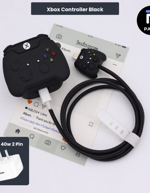 40W 2 Pin Protector - 40W iPhone charger and cable protector set - Xbox Controller Black