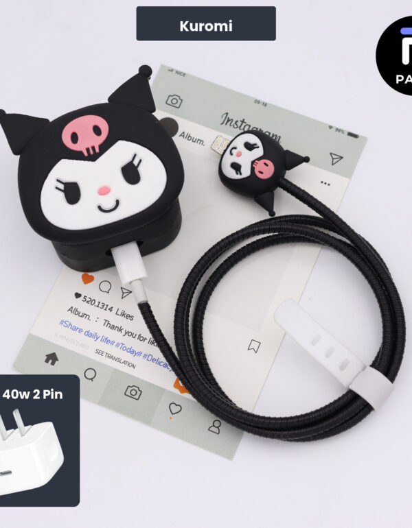 40W 2 Pin Protector - 40W iPhone charger and cable protector set - Kuromi