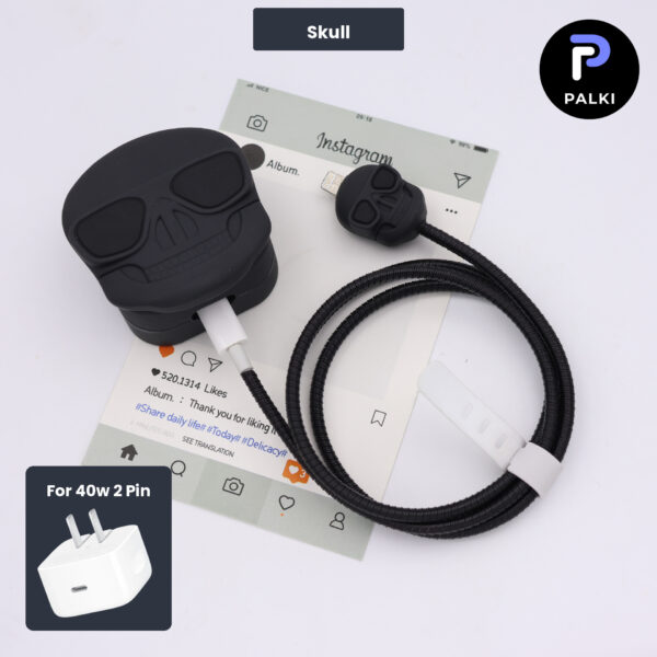 40W 2 Pin Protector - 40W iPhone charger and cable protector set - Skull