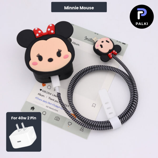 40W 2 Pin Protector - 40W iPhone charger and cable protector set - Minnie Mouse