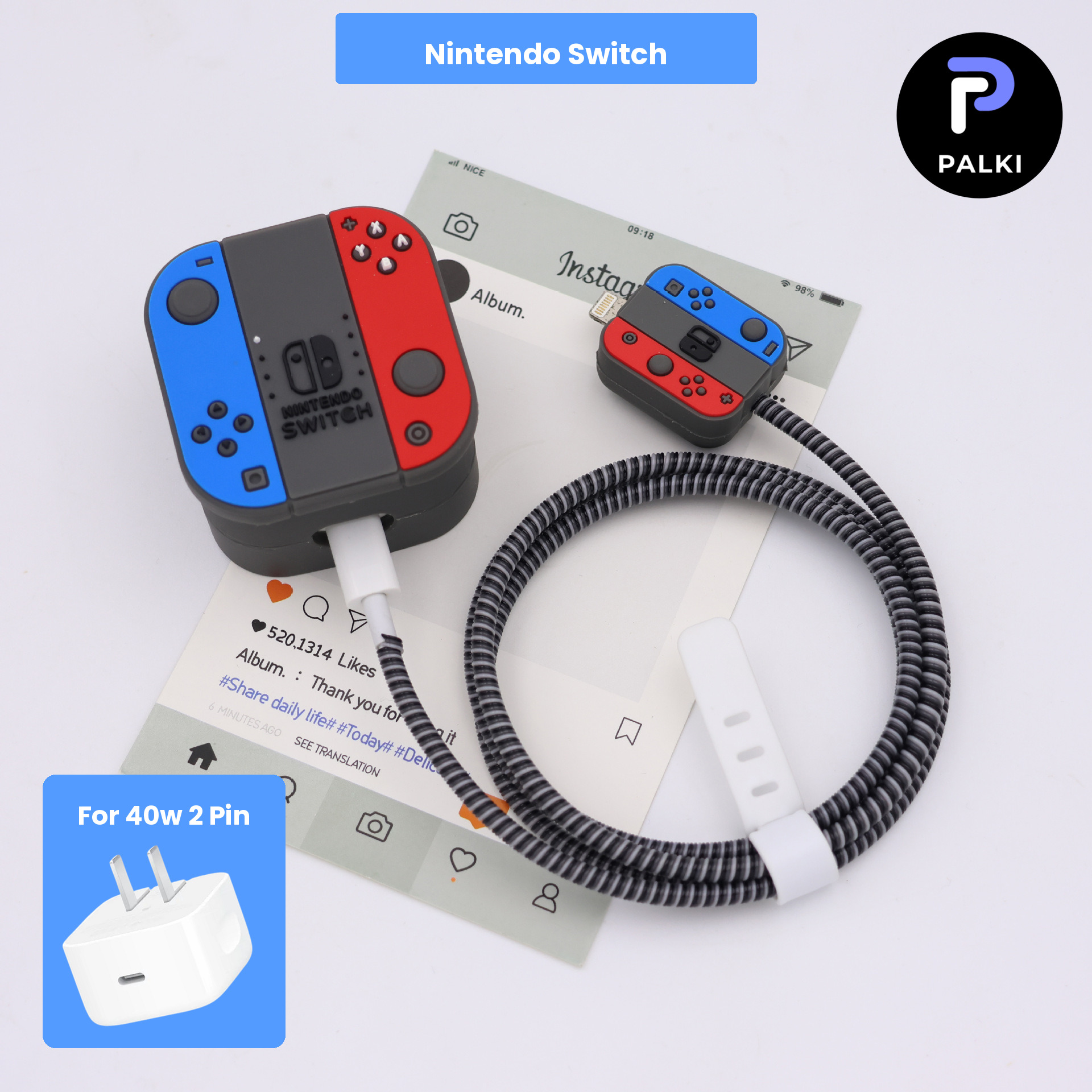 PG40W-28 40W 2 Pin Protector - 40W iPhone charger and cable protector set - Nintendo Switch - Image 1