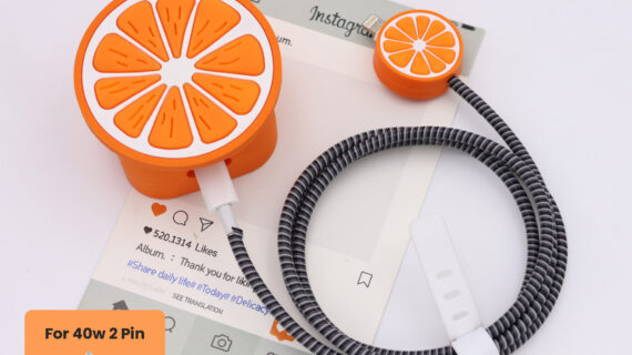 40W 2 Pin Protector - 40W iPhone charger and cable protector set - Grapefruit