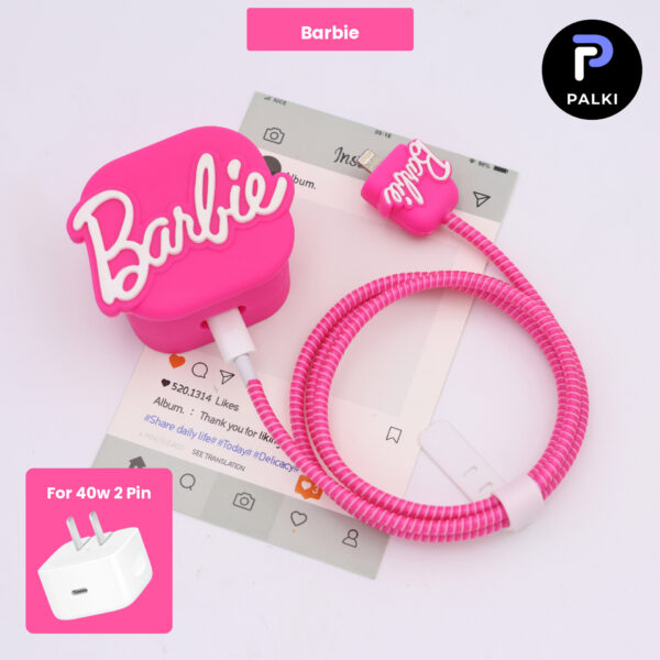40W 2 Pin Protector - 40W iPhone charger and cable protector set - Barbie