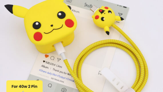 40W 2 Pin Protector - 40W iPhone charger and cable protector set - Pikachu