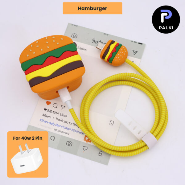 40W 2 Pin Protector - 40W iPhone charger and cable protector set - Hamburger
