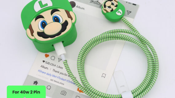 40W 2 Pin Protector - 40W iPhone charger and cable protector set - Green Mario