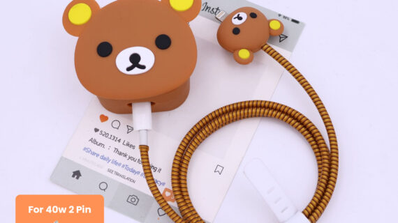 40W 2 Pin Protector - 40W iPhone charger and cable protector set - Brown Bear