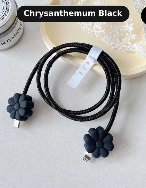 Cable Protector Set - Chrysanthemum Black