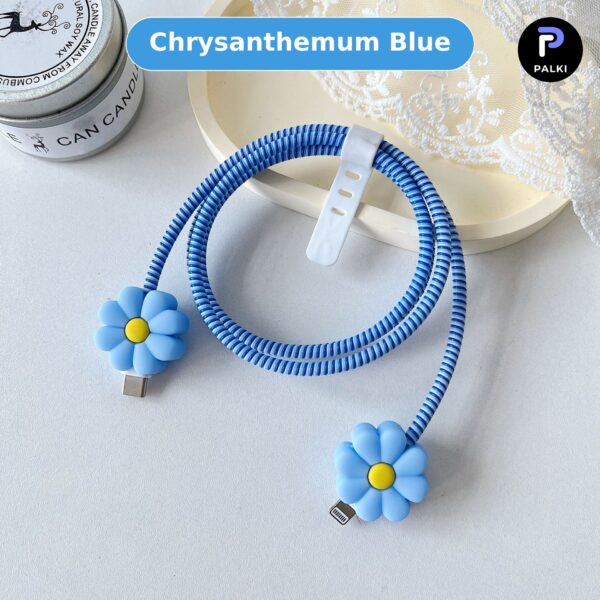 Cable Protector Set - Chrysanthemum Blue