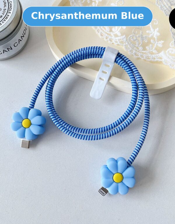 Cable Protector Set - Chrysanthemum Blue