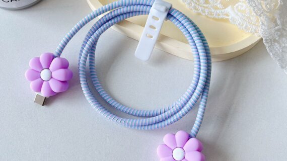 Cable Protector Set - Chrysanthemum Purple
