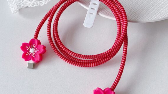Cable Protector Set - Carmine Flower