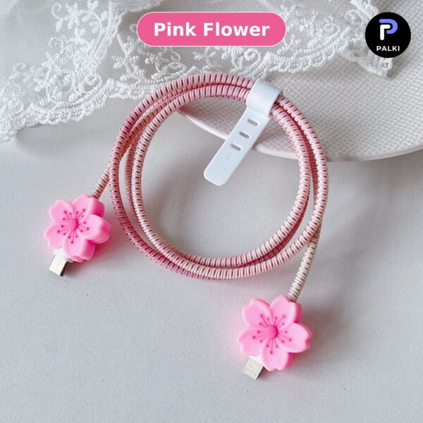 Cable Protector Set - Pink Flower
