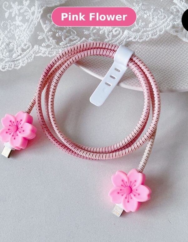 Cable Protector Set - Pink Flower