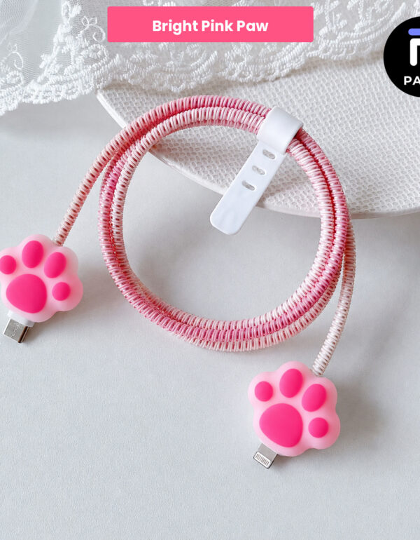 Cable Protector Set - Bright Pink Paw